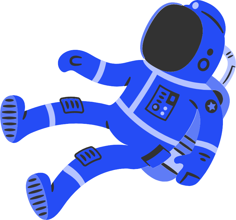 A cute little astronaut floating in space